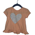Monkey Bones Peach Daisy Heart Ruffle Hem Top  Size-18 Months