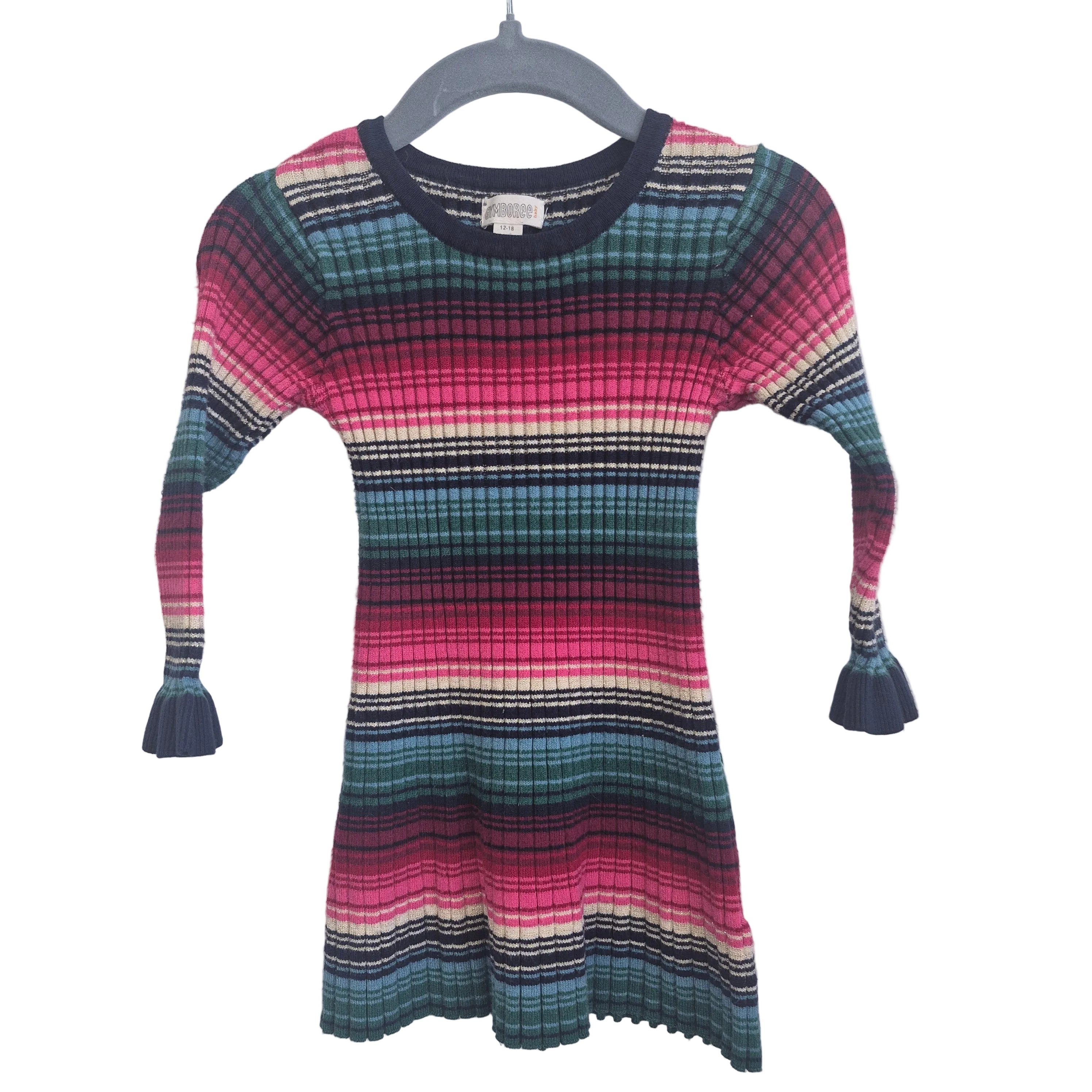 Gymboree Rainbow Stripe Ribbed Knit Sweater Dress – Size 12-18 Months