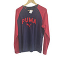 Puma Men's Navy & Red Long Sleeve Logo Shirt – Size Lg