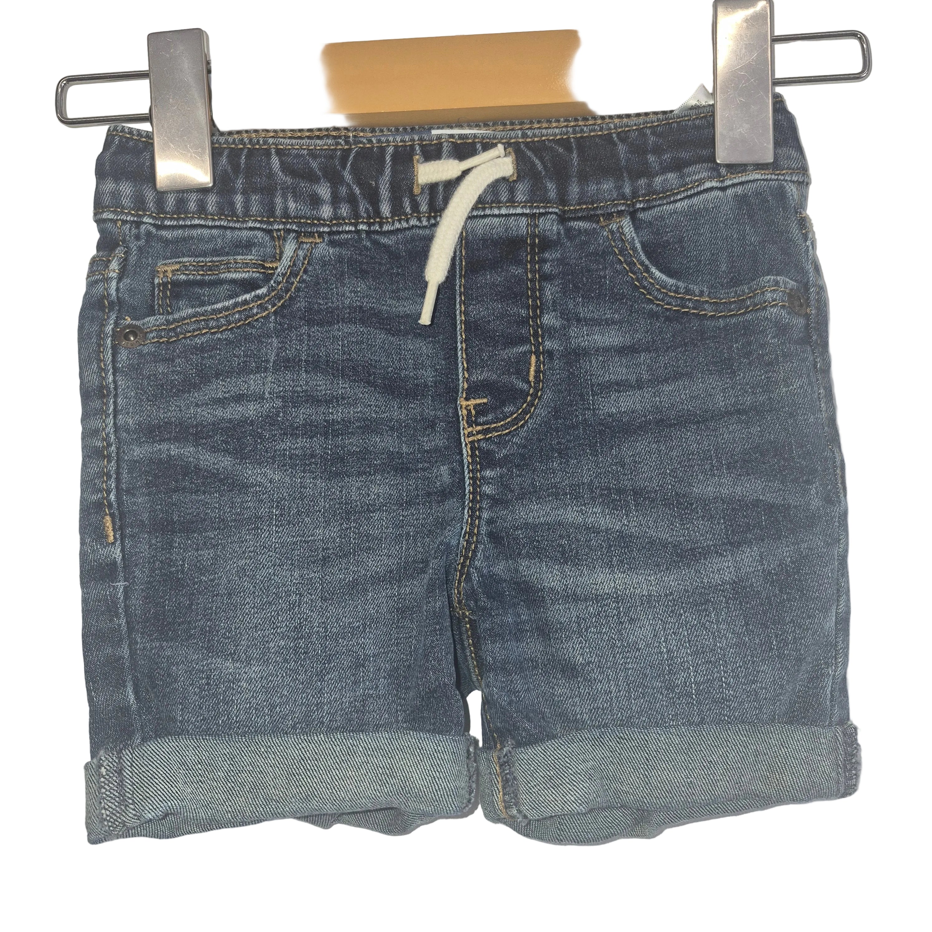 Old Navy Light Wash Denim Pull-On Shorts | Adjustable Drawstring Waist Size 18-24 months