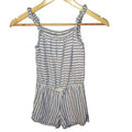 Girls White & Blue Striped Romper | Lightweight Summer One-Piece Size 7
