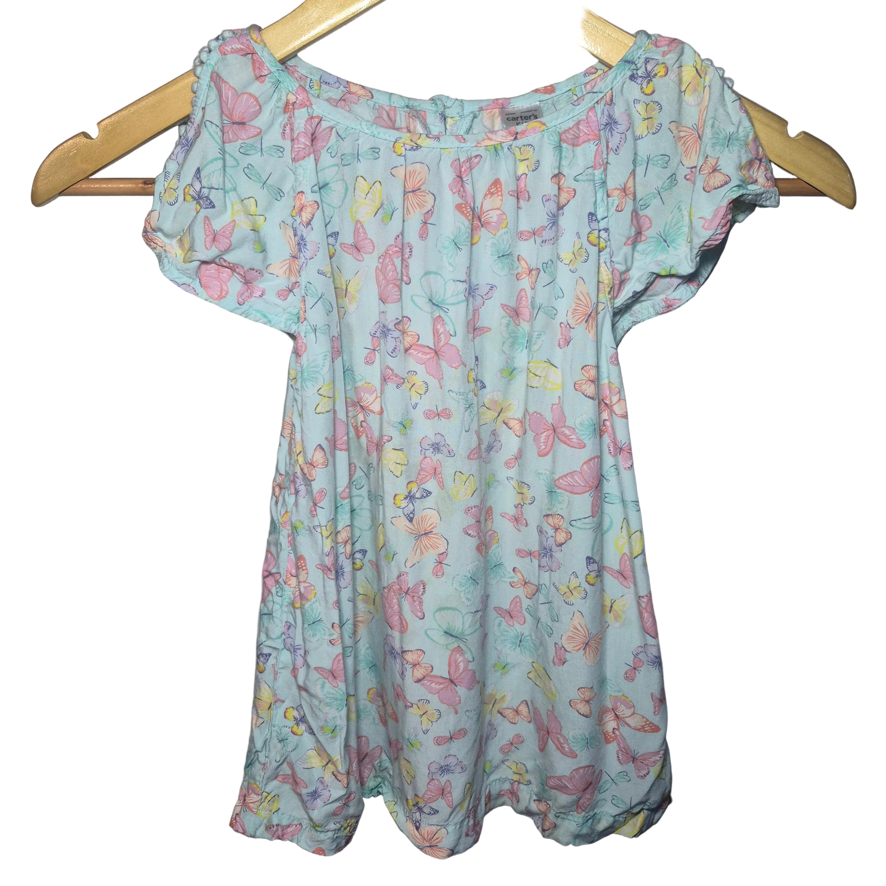 Carter's Girls Butterfly Print Dress | Mint Green Summer Dress Size 7