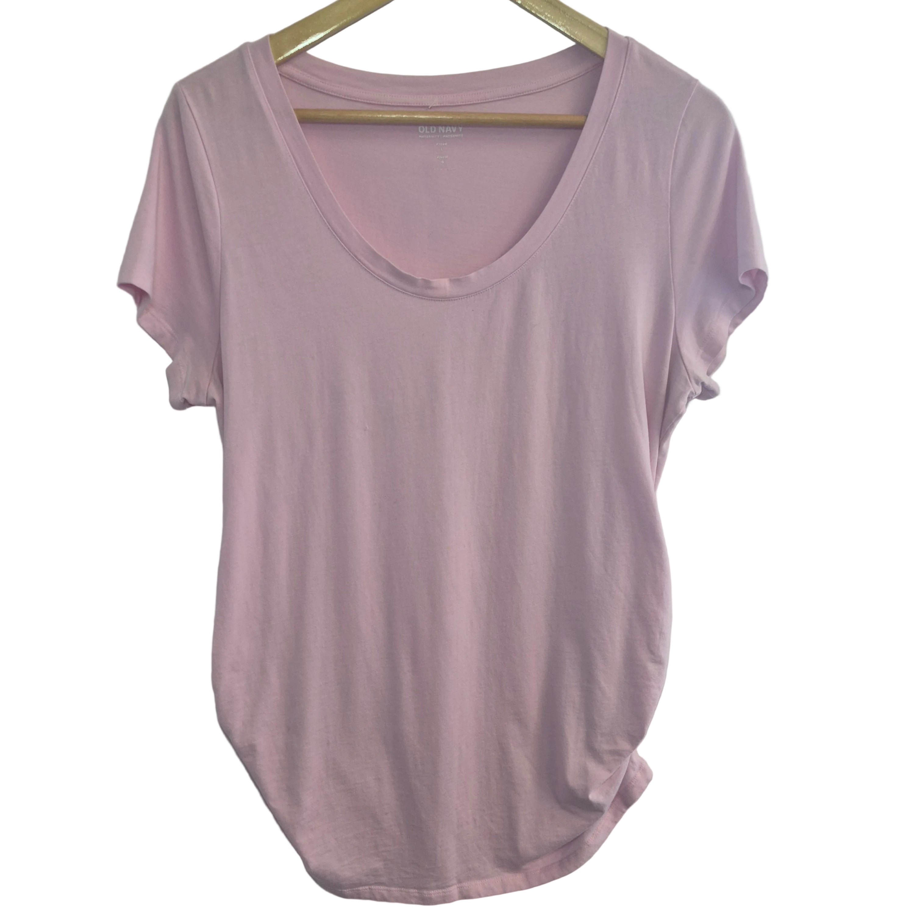 Old Navy Maternity Pink Scoop Neck T-Shirt | Women's Short Sleeve Basic Top Size Lg