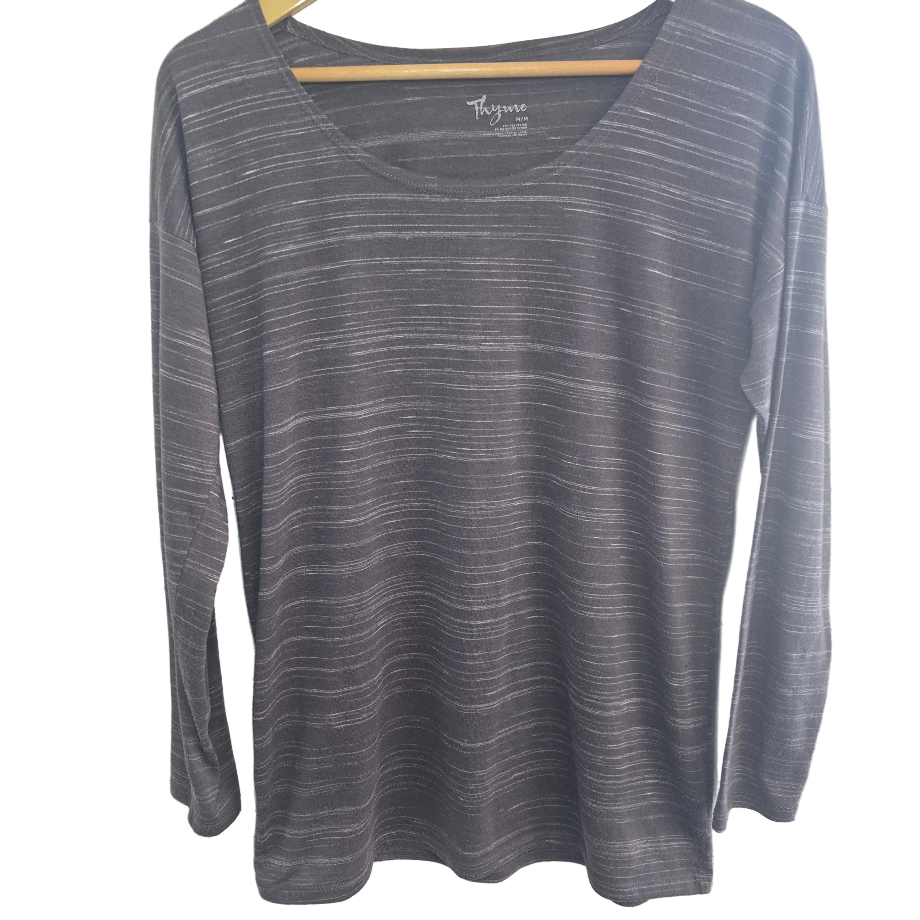 Thyme Maternity Purple Stripe Long Sleeve Top - Size Medium