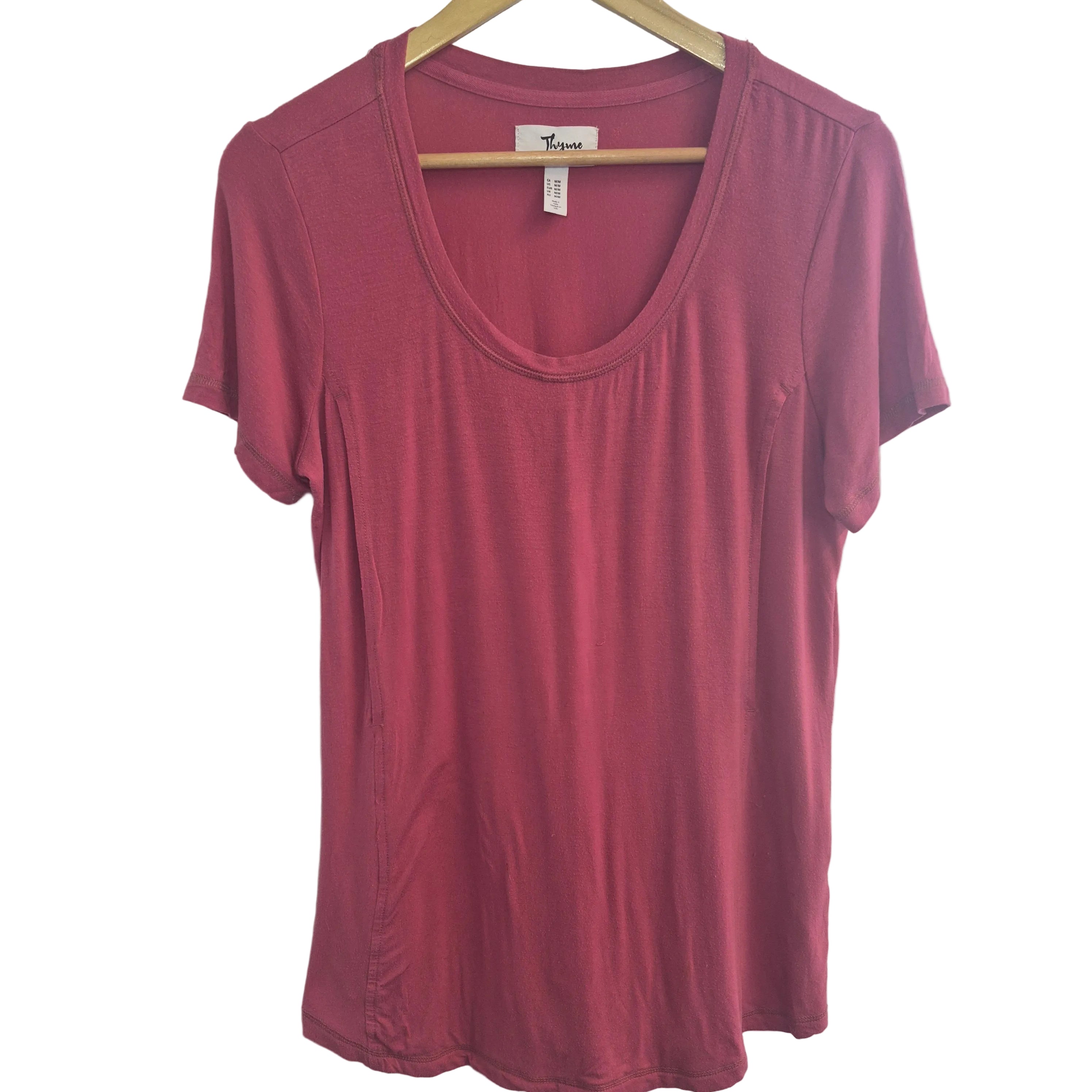 Thyme Maternity Pink Scoop Neck Top - Size Medium