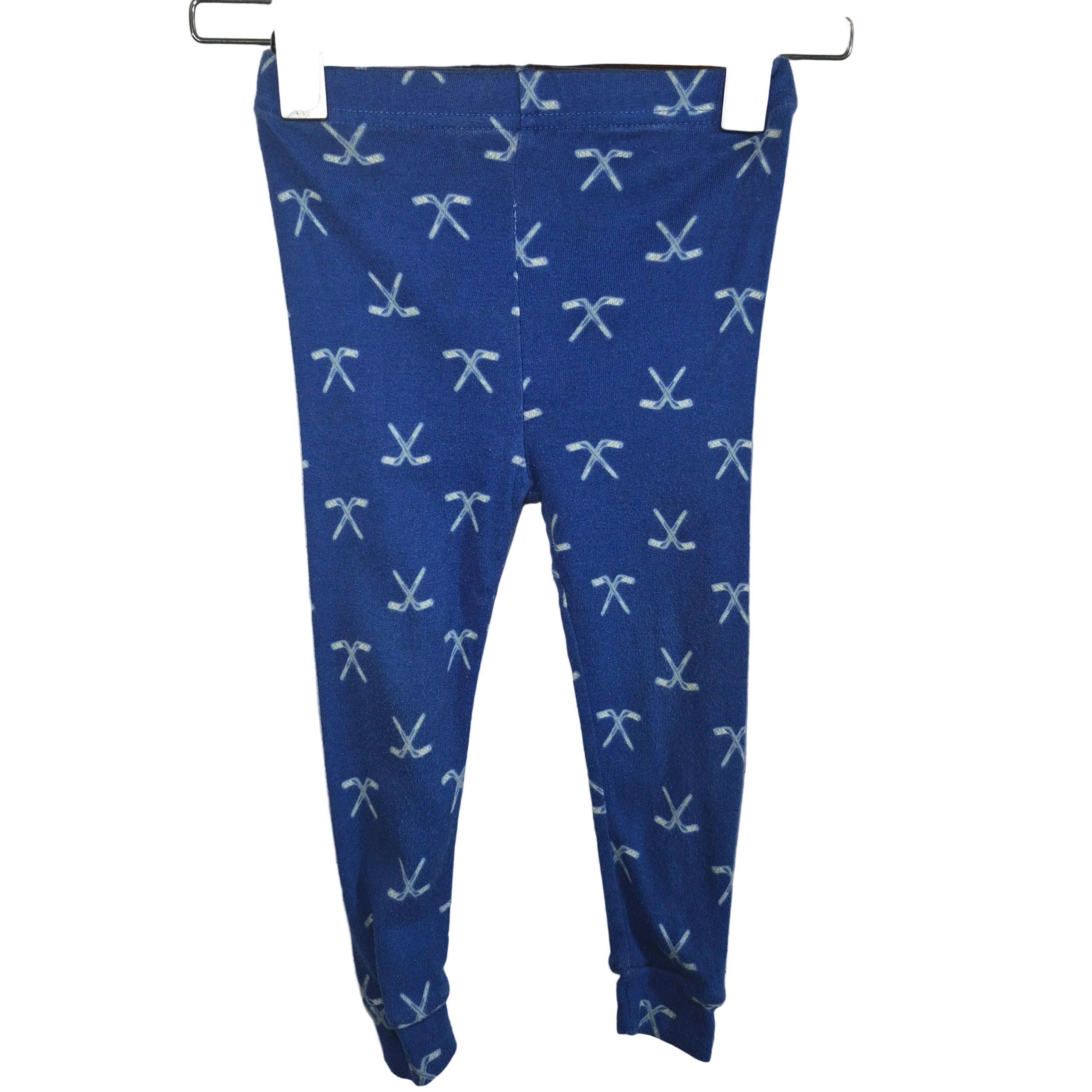 Joe Fresh Hockey Print Pajama Two Piece Set| Blue Long Sleeve Top and Sleep Pants -Size 2T