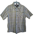 Vissla Boys Plaid Button-Up Shirt | Grey Short Sleeve Collared Shirt Size 4-5