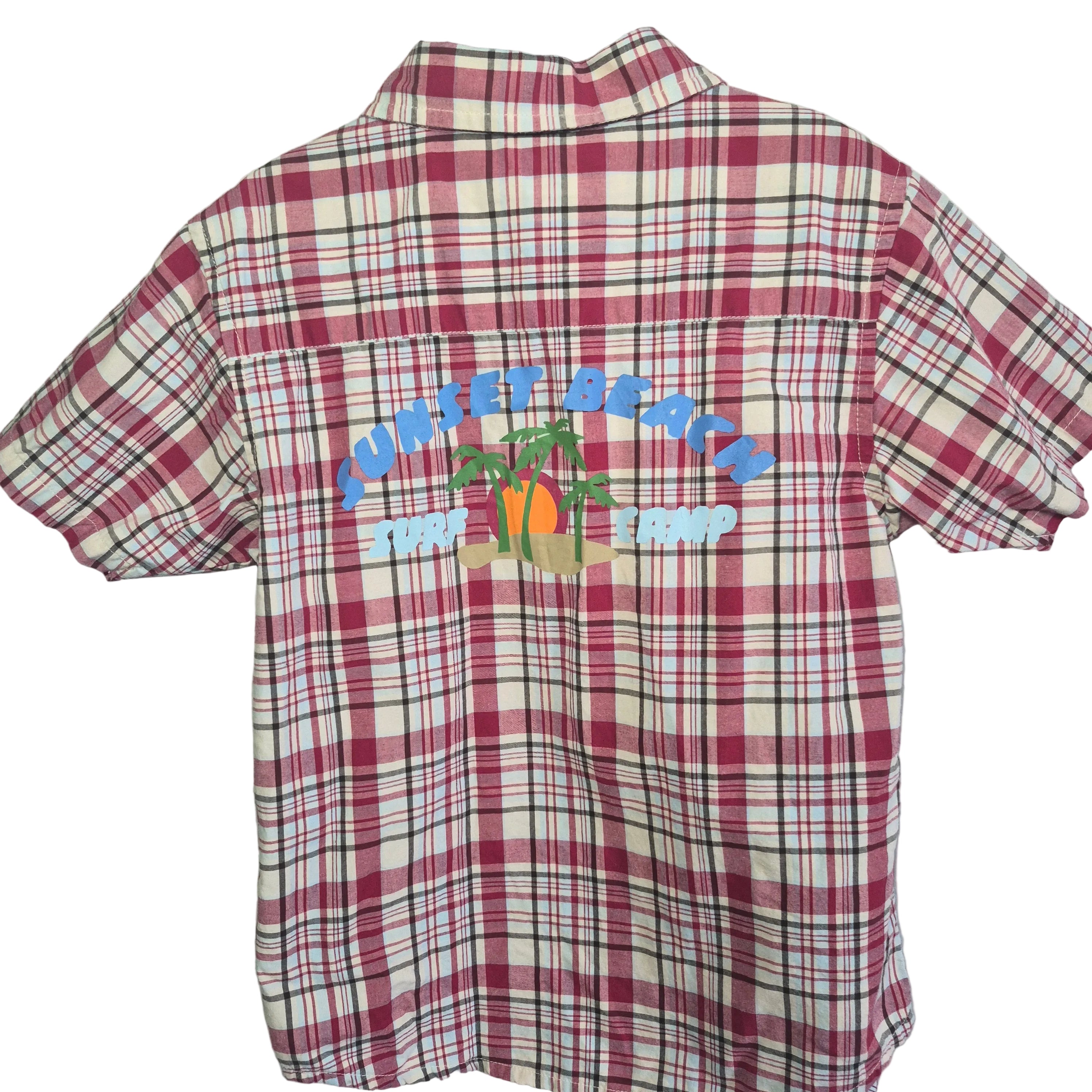 Gymboree Boys Plaid Short Sleeve Button-Up Shirt | Red & White Plaid