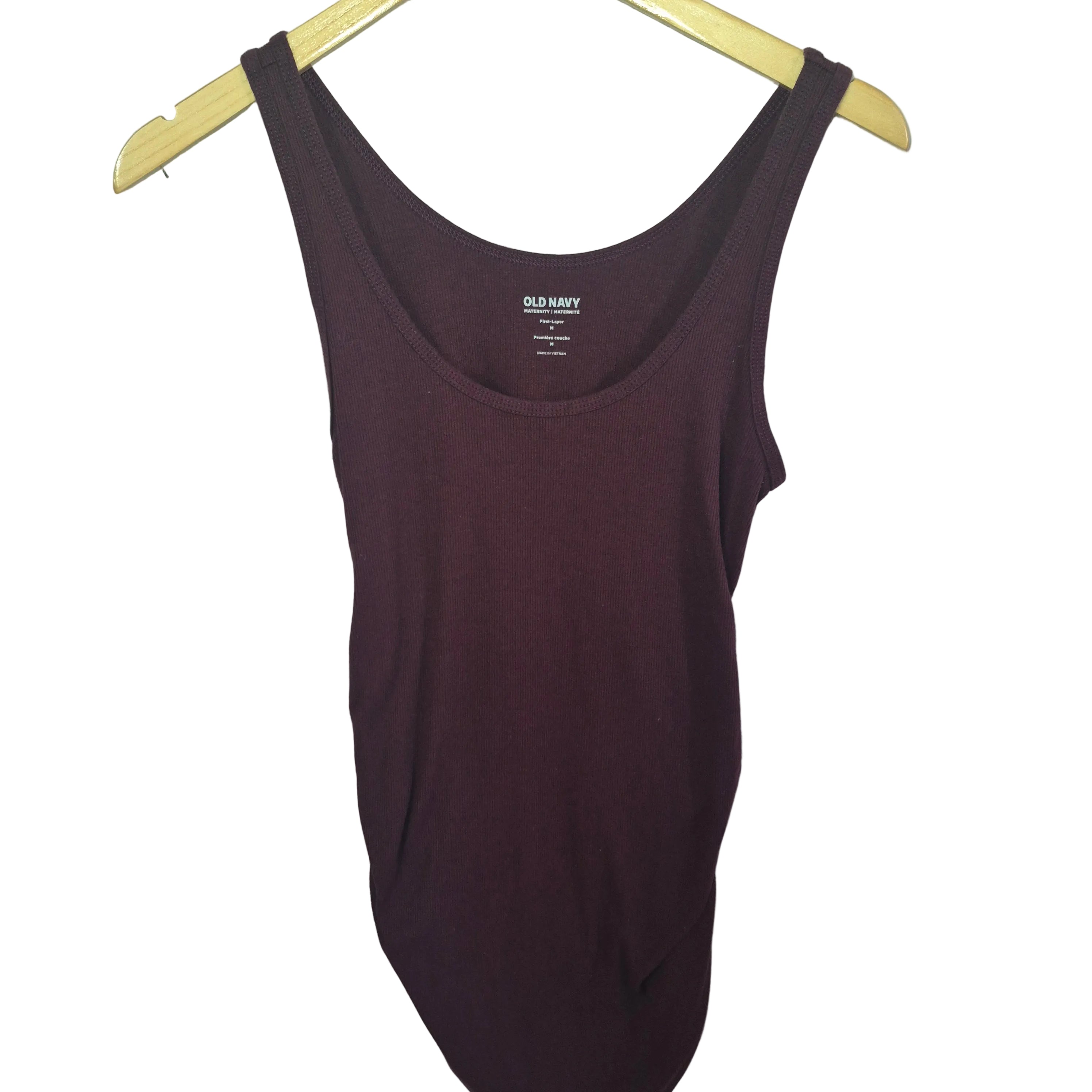Old Navy Maternity Ribbed Tank Top | Burgundy Sleeveless Basic Size Medium