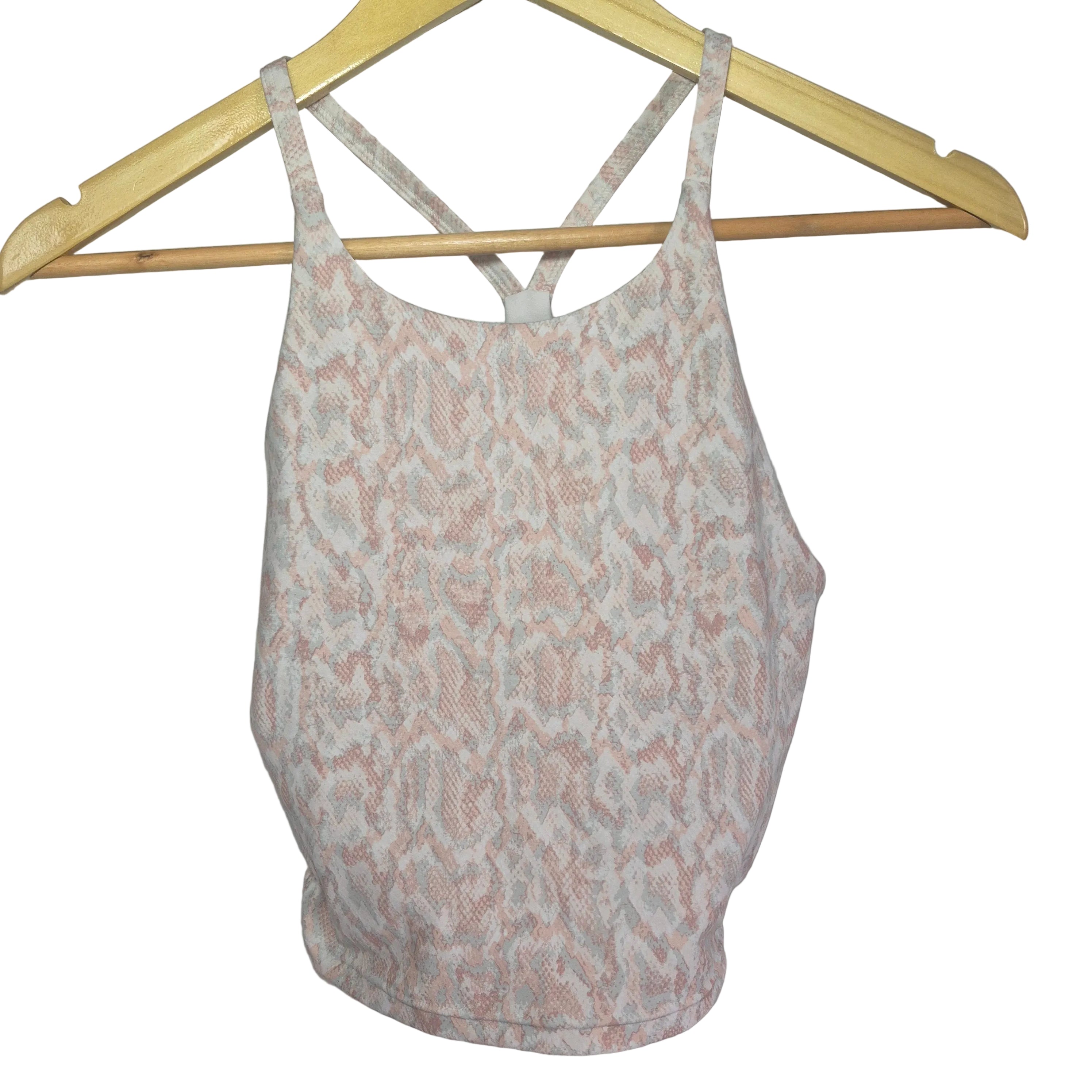 Pastel Snake Print Strappy Crop Tank Top Size Small