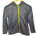 Boys Grey Athletic Zip-Up Hoodie with Neon Yellow Zipper- Size M(7/8)