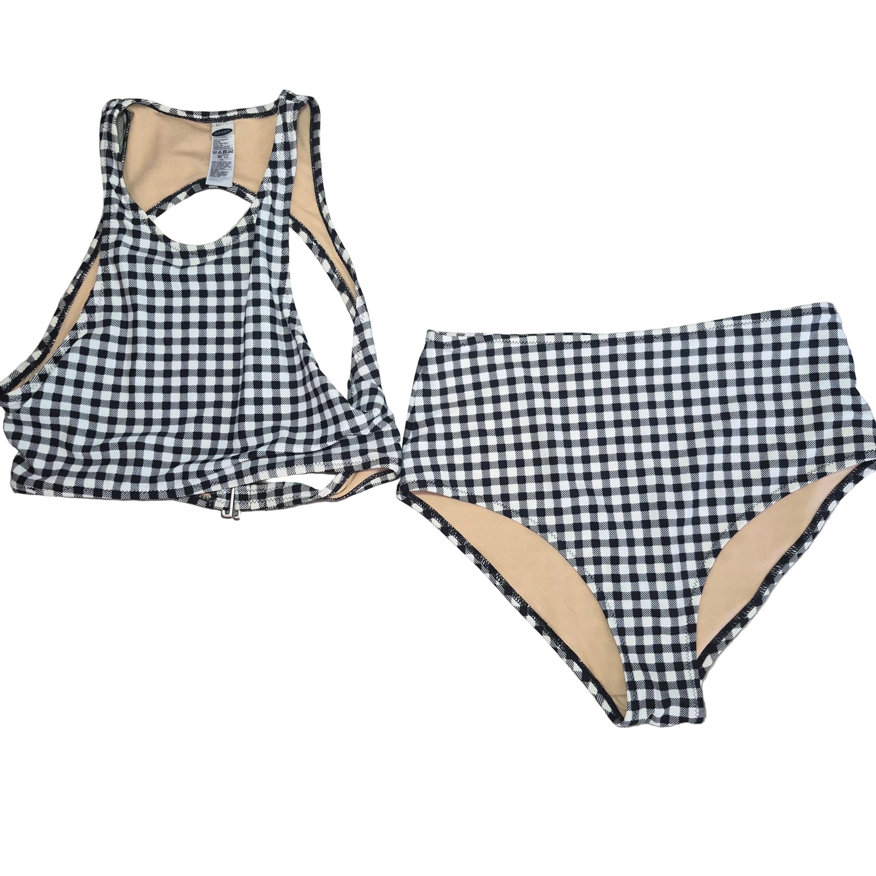 Old Navy Black & White Gingham Bikini Set – Size Sm
