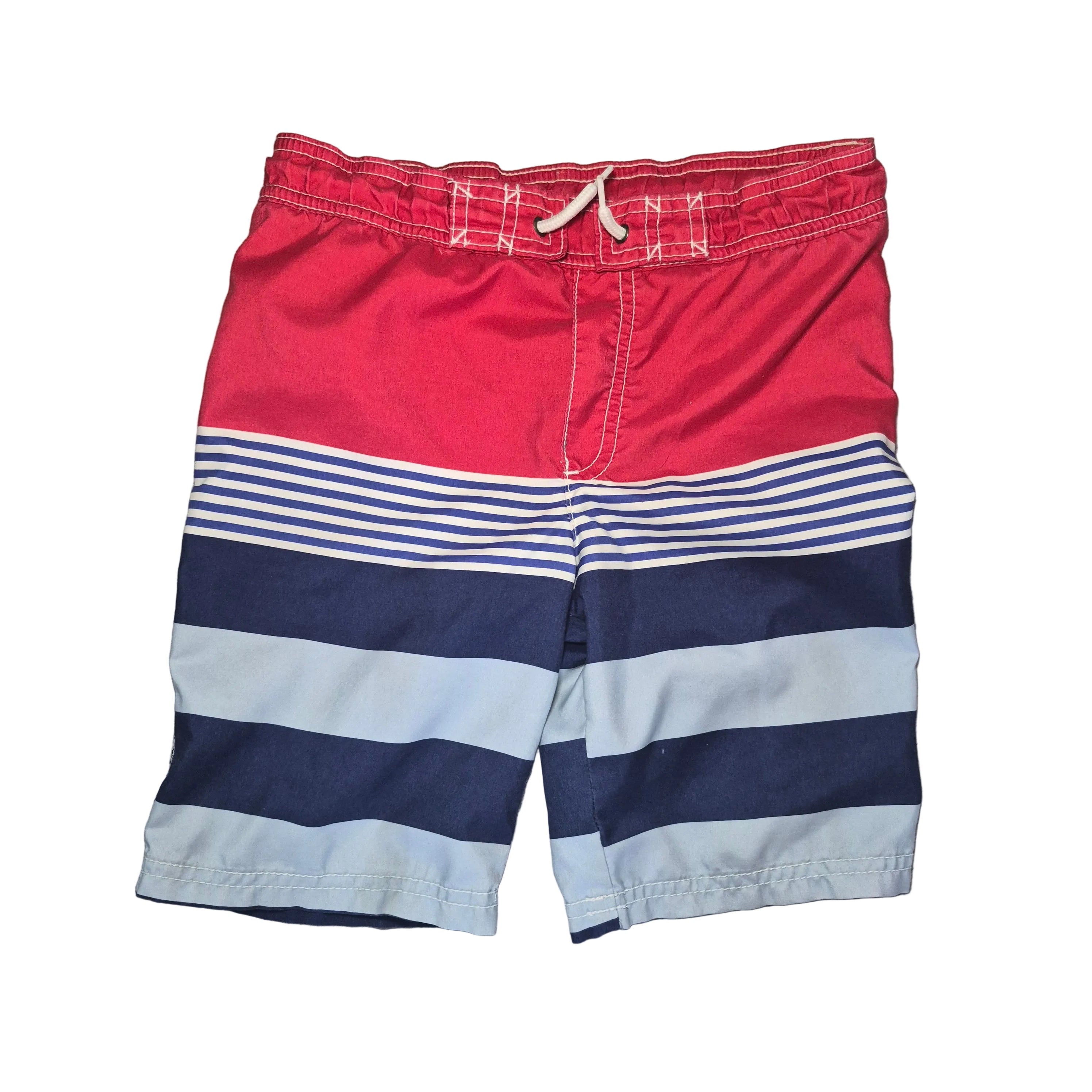 Carters Red & Navy Striped Board Shorts -Size 7