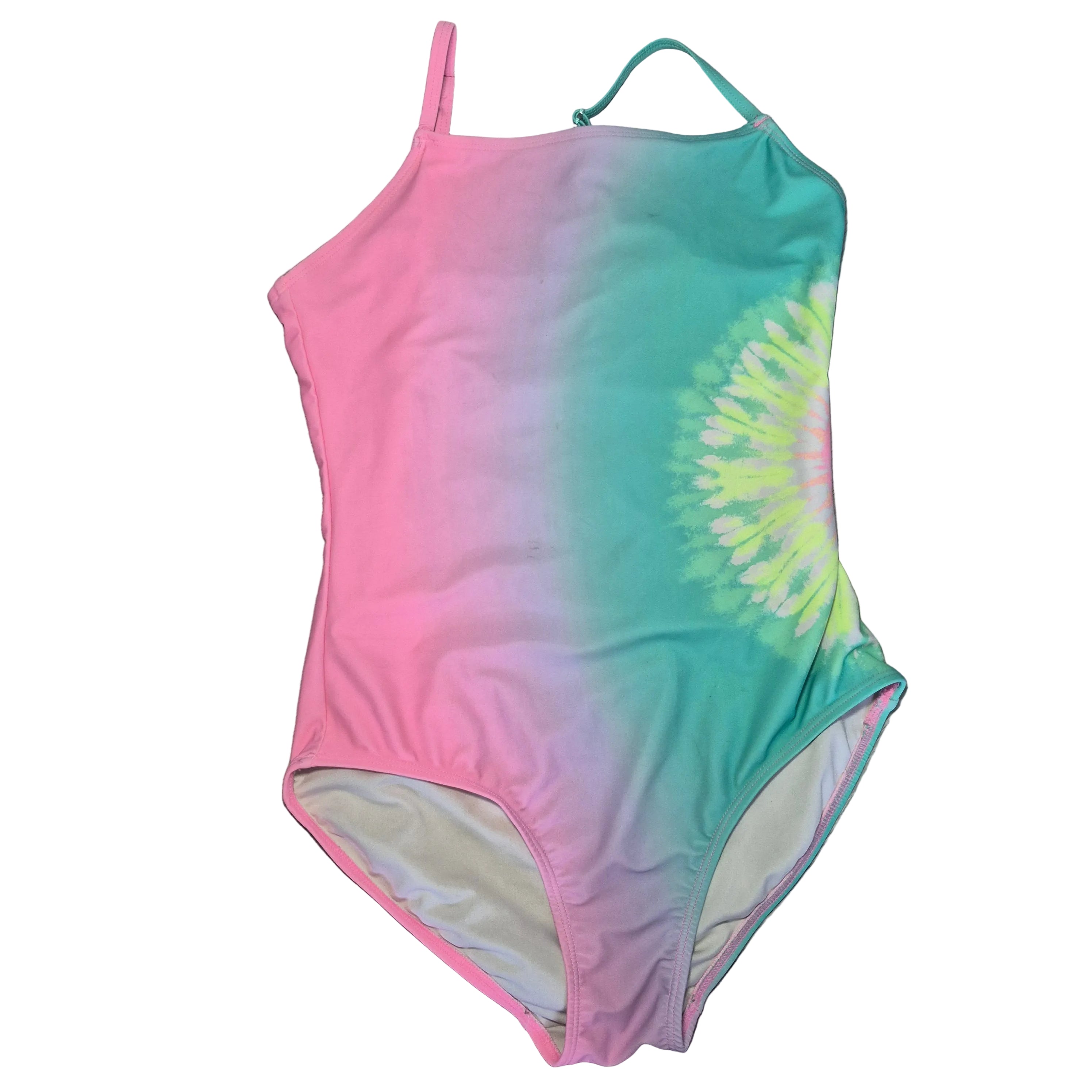 Pink & Turquoise One-Shoulder One-Piece Swimsuit - Size Xl (14/16)