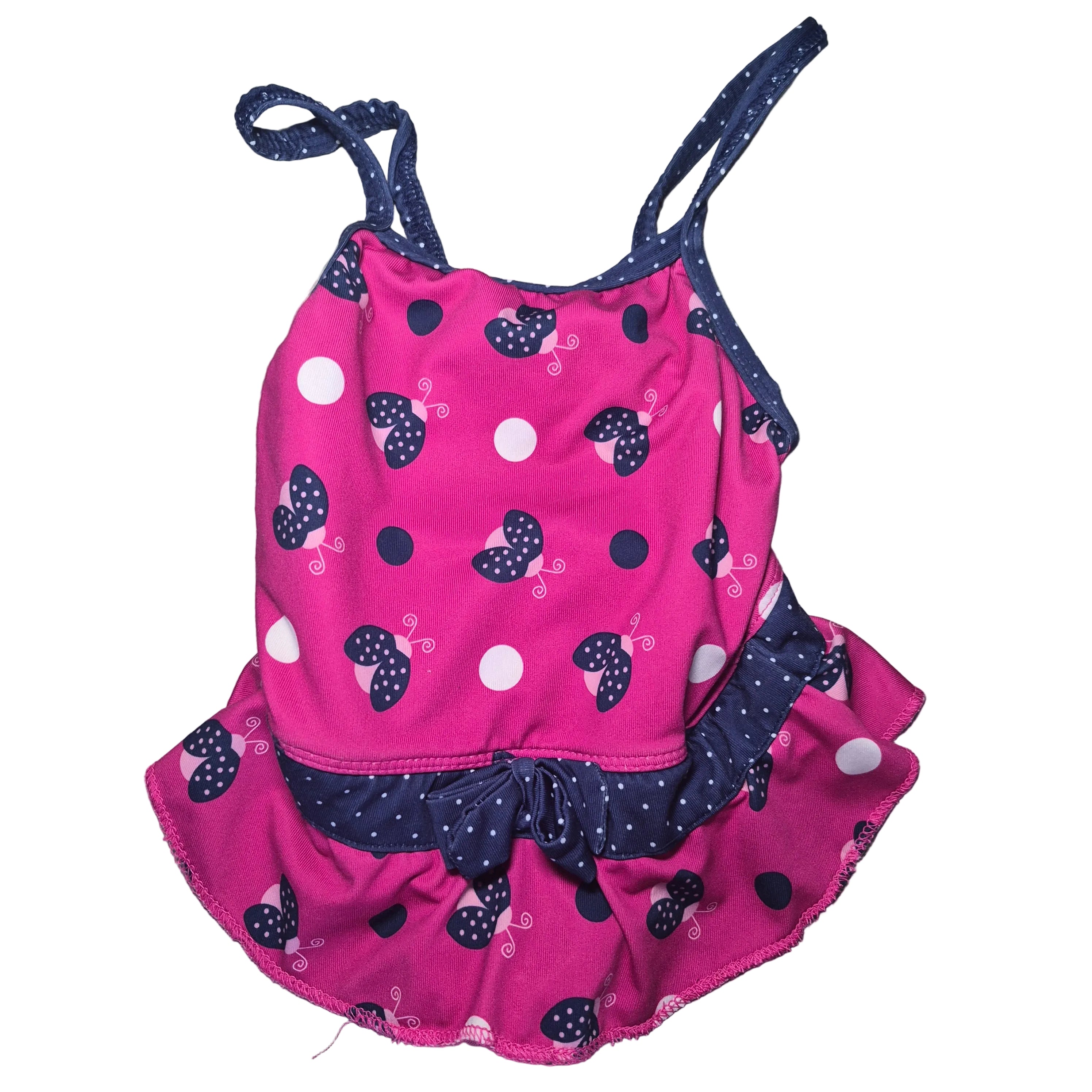 Pink Platinum Ladybug Skirted Swimsuit - Size 12 Months
