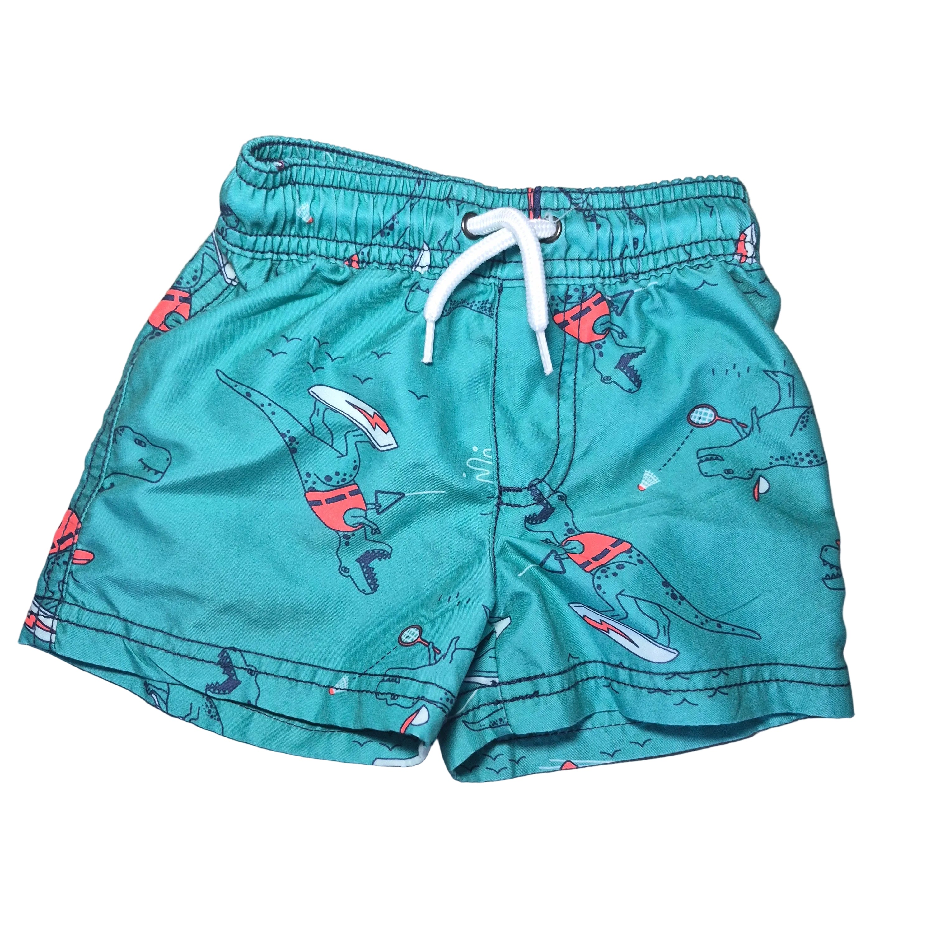 Carters Teal Dinosaur Swim Shorts - Size 9 Months