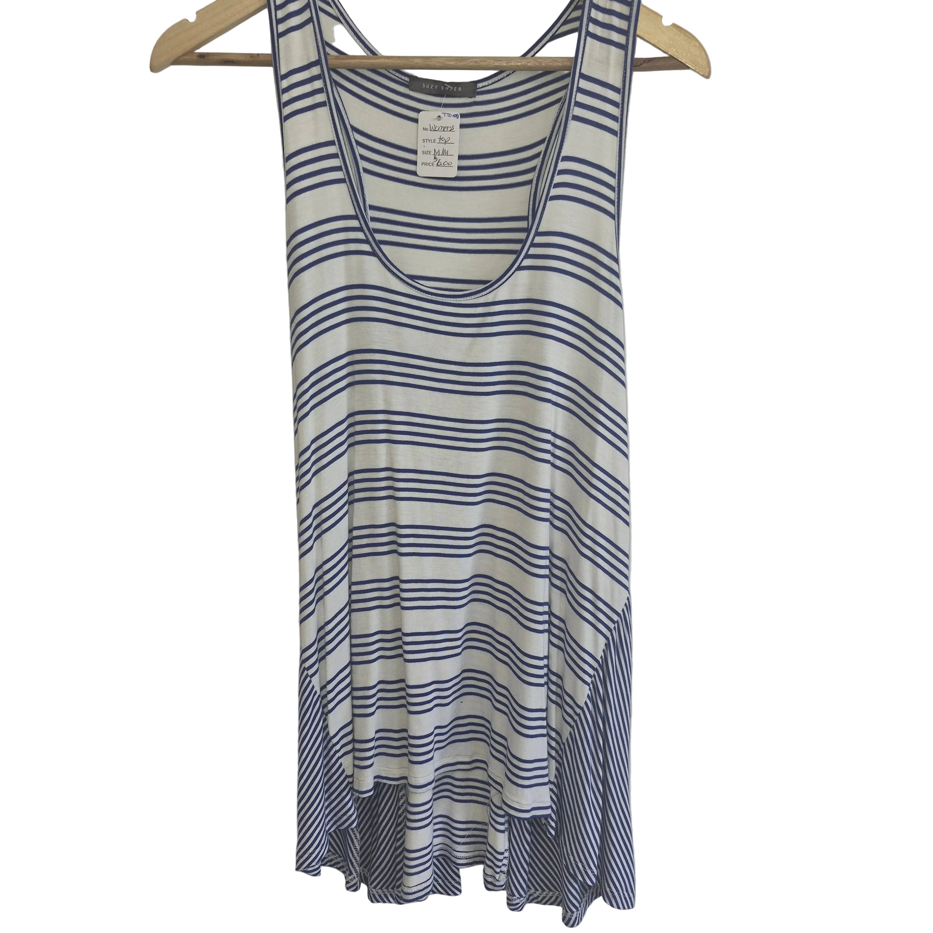 Suzy Shier Blue & White Striped Swing Tank Top – Women's M/L