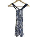 Women's Suzy Shier Blue & White Printed Halter Tank Top – Size Lg